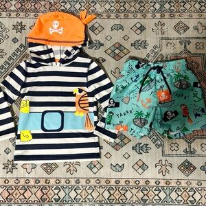 Cat & Jack Pirate Swim trunks and Rash guard swimwear set size 2T